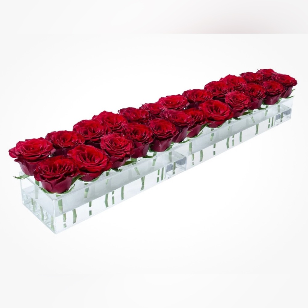 Modern Clear Acrylic 24-Hole Rectangular Flower Vase Centerpiece New In Box - Picture 2 of 7
